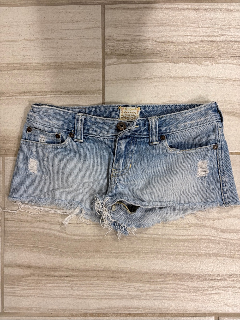 abercrombie kids Light Blue Distressed Denim Cutoff Shorts